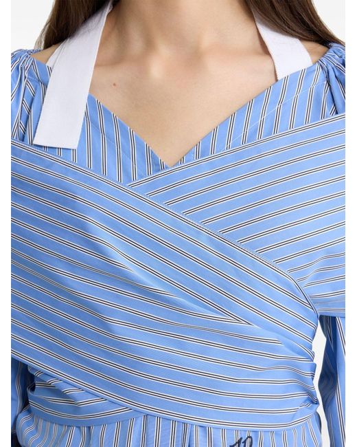 Patou Blue Off-Shoulder Wrap Top