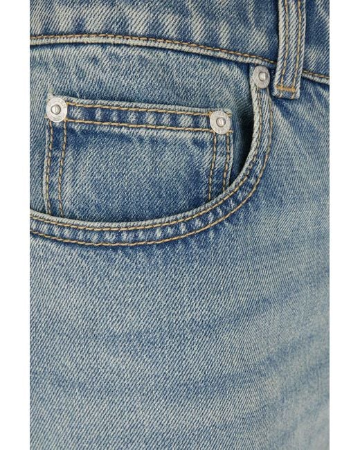 McQueen Blue Checked-Cuff Straight-Leg Jeans