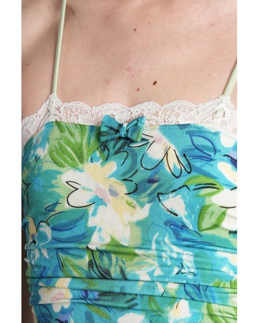 Chloé Blue Chloé Ruched Printed Swimsuit