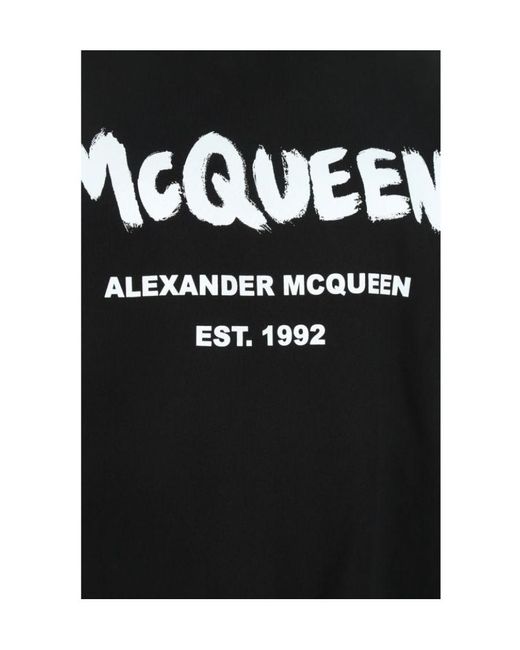 McQueen Black Logo-Print Long-Sleeve Sweatshirt