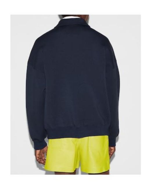 Gucci Blue Jersey Half-Zip Jacket With Patch for men