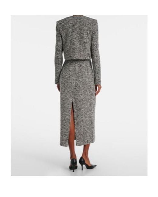 Oscar de la Renta Gray Floral-Appliqué Cotton-Blend Tweed Jacket