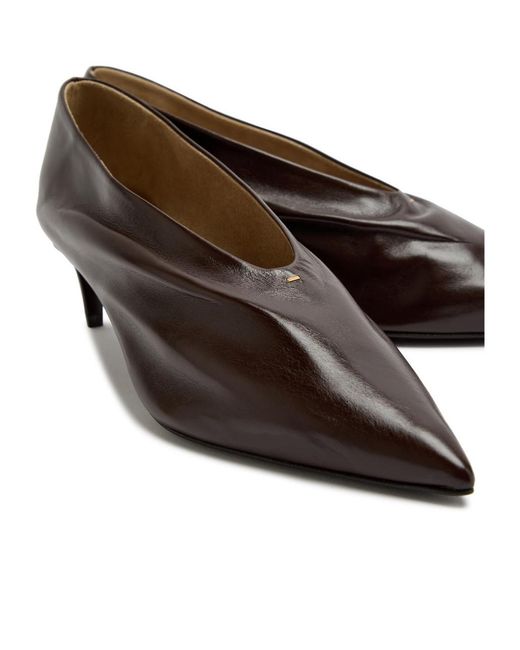 Khaite Brown Draped Leather Pumps