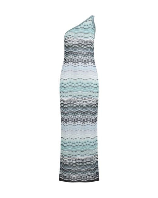 Missoni Blue Chevron One-Shoulder Long Dress