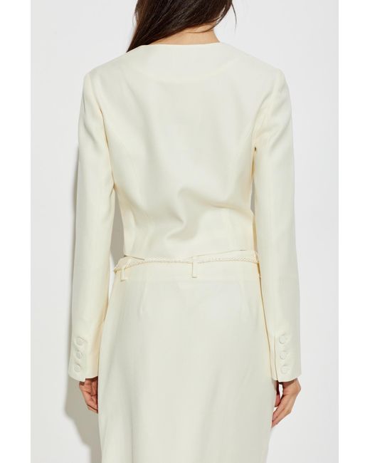 Posse White Elspeth Button-Up Wool Cropped Jacket