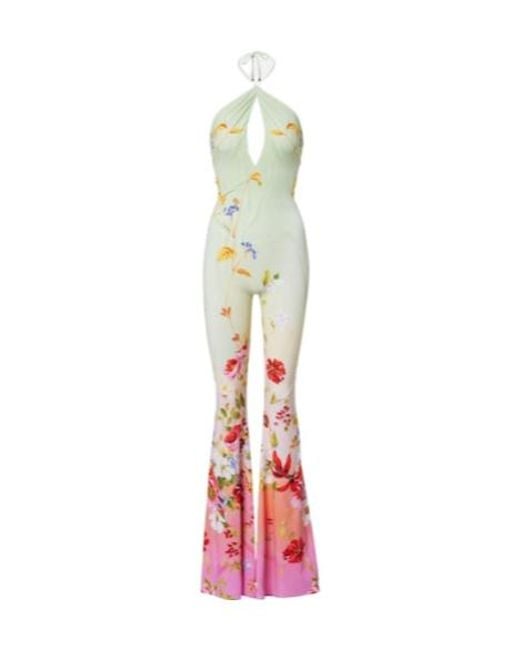 Roberto Cavalli White Floral Jumpsuit
