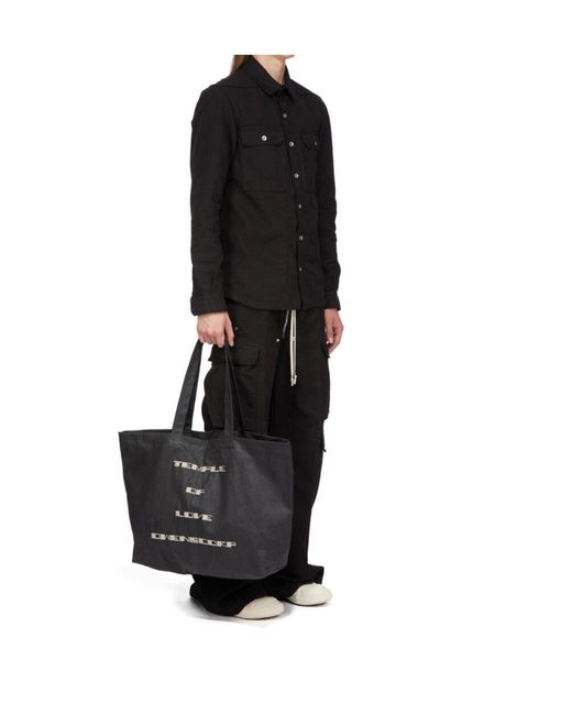 Rick Owens Black Temple Of Love Tote Bag for men