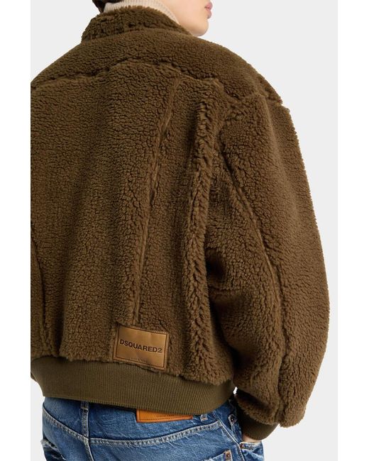 DSquared² Brown Faux Fur Zipped Jacket for men