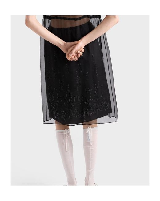 Prada Black Embroidered Silk Cigaline Dress