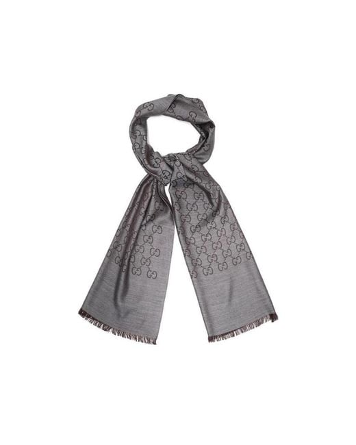 Gucci Gray Classic Logo Scarf for men