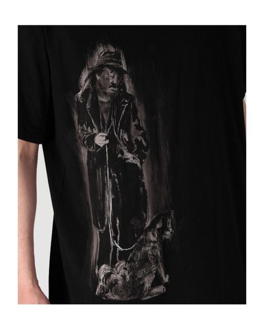 Yohji Yamamoto Black Cotton Single Jersey Round Neck Short Slv for men