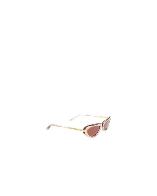 Bottega Veneta White Eyewear Panthos Frame Sunglasses