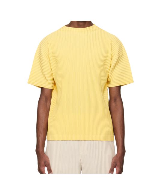 Homme Plissé Issey Miyake Yellow Short-Sleeved T-Shirt for men
