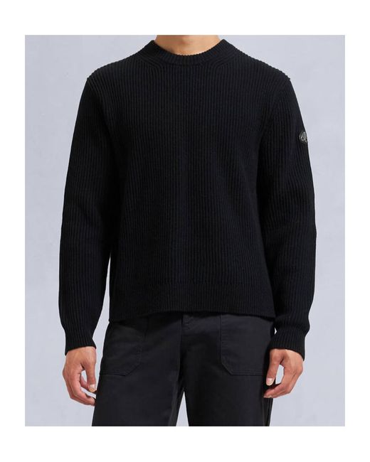 Moose Knuckles Black Long-Sleeved Round-Neck Sweater for men