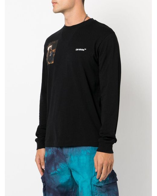 Off-White c/o Virgil Abloh Black Caravaggio-Print Cotton Sweatshirt for men