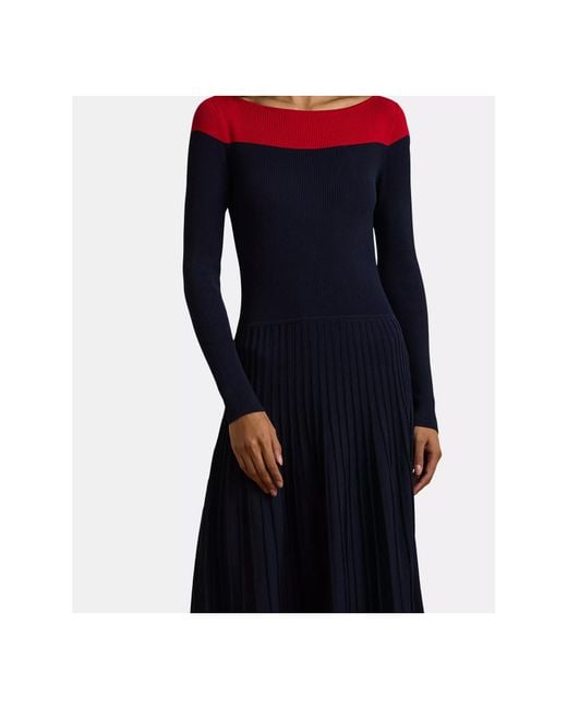 Ralph Lauren Blue Pointelle Knit Dress