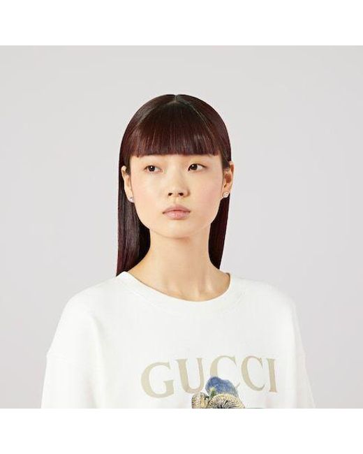 Gucci White Gg Marmont Stud Earrings