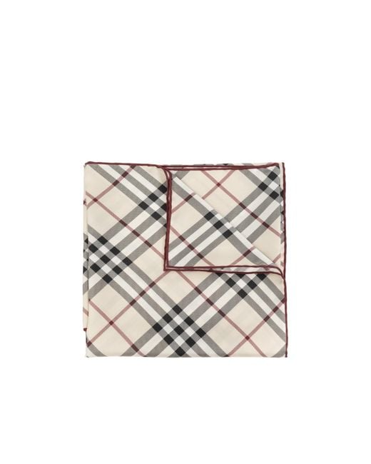 Burberry White Check Printed Square Scarf for men