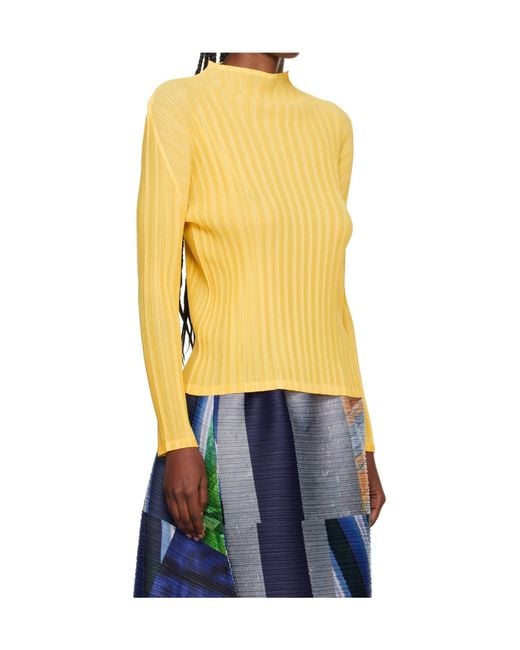 Pleats Please Issey Miyake Yellow Rib Pleats January Knitwear