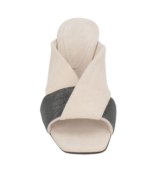 Brunello Cucinelli Gray Solid Color Sandals