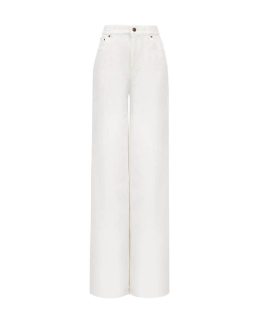Chloé White Chloé Logo Patch Wide-Leg Jeans
