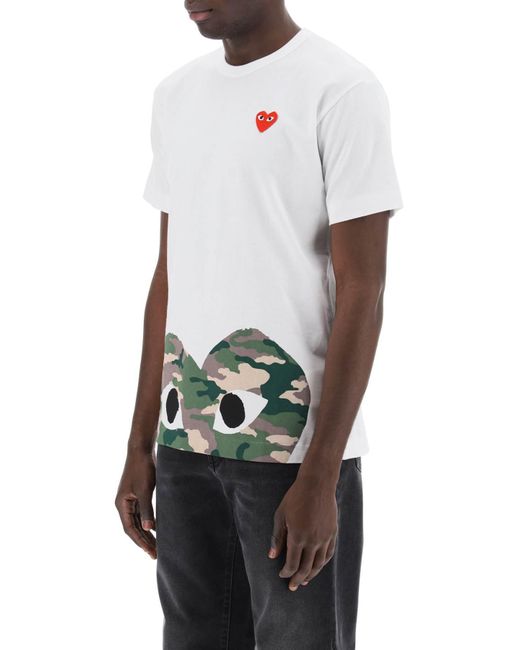 COMME DES GARÇONS PLAY White Comme Des Garçons Play Camouflage Heart Crewneck T-Shirt for men