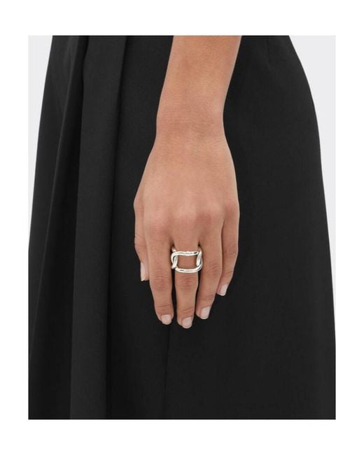 Bottega Veneta White Logo Chain Ring