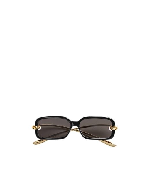 Bottega Veneta White Knot Rectangular Sunglasses