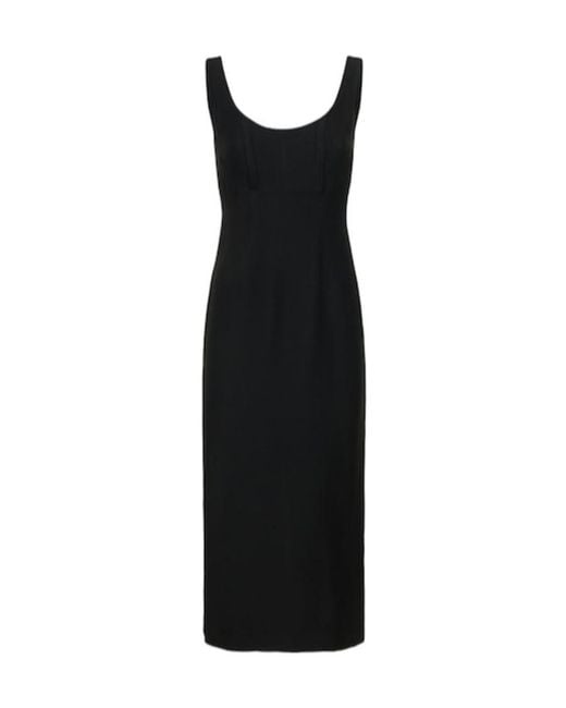 Roland Mouret Black Strapless Wool Mid-Length Dress