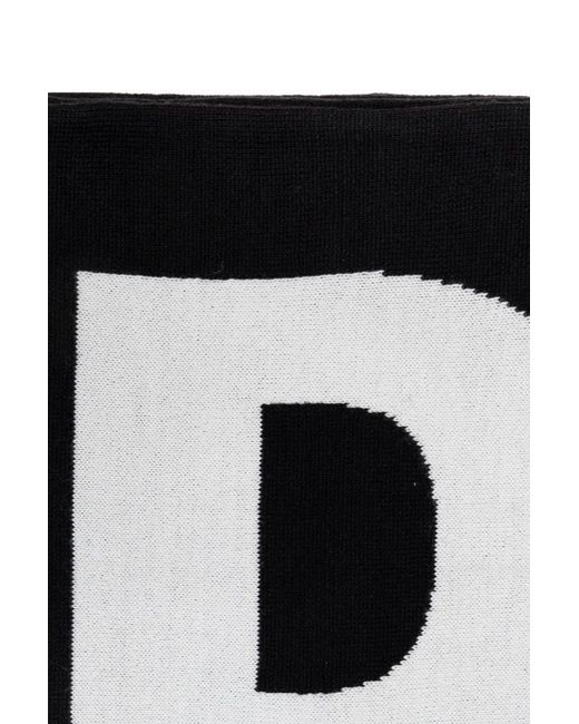 DSquared² Black Logo Intarsia Scarf for men