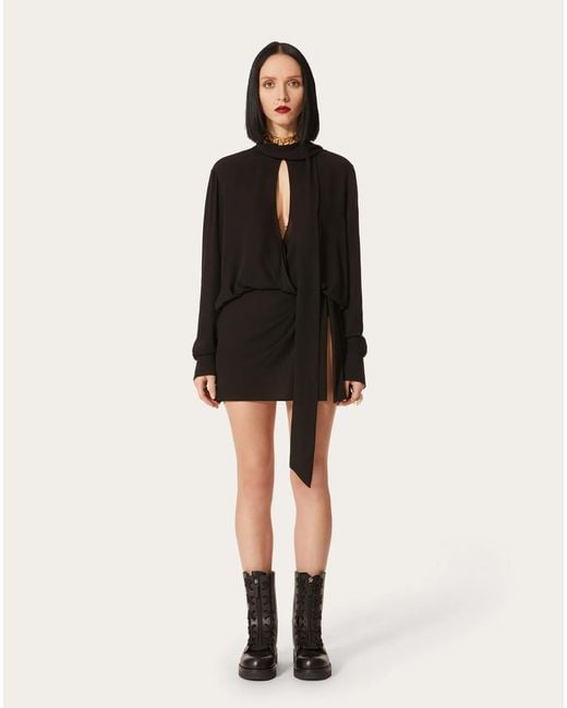 Valentino Black Scarf Detail Mini Dress