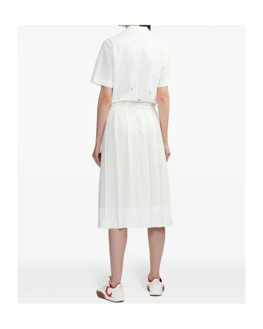 MARINE SERRE White Embroidered Cotton Midi Dress