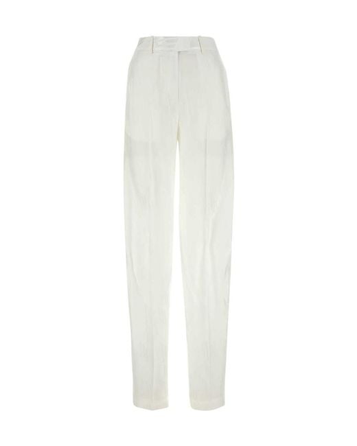 The Attico White The Logo-Jacquard Straight-Leg Trousers
