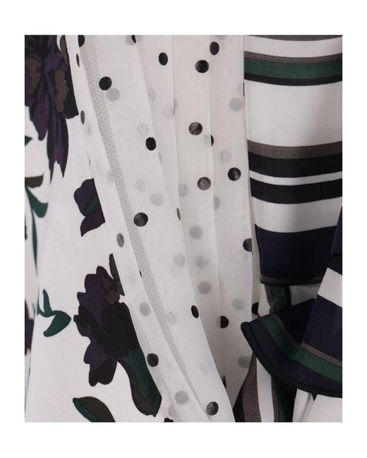 Sacai Black Floral-Print Patchwork Blouse