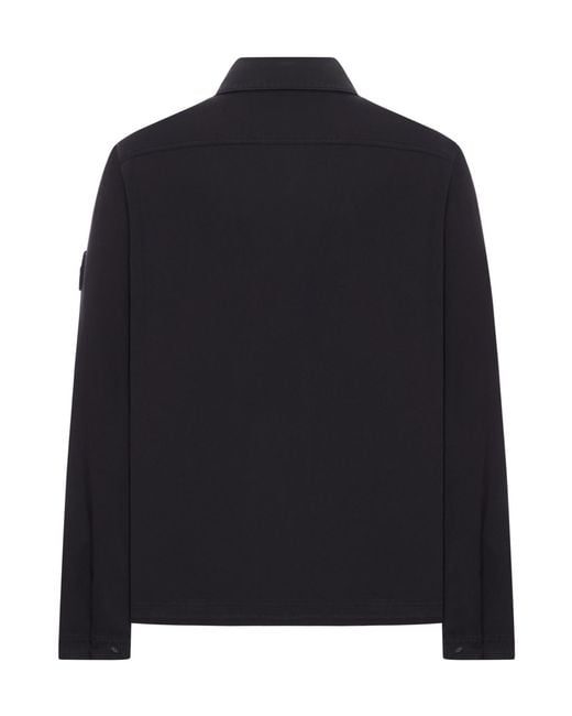 Stone Island Blue Long Sleeve Logo Patch Shirt for men