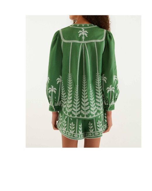 Farm Rio Green High-Waisted Shorts