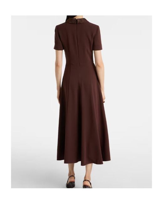 Roland Mouret Brown Embellished Cady Midi Dress
