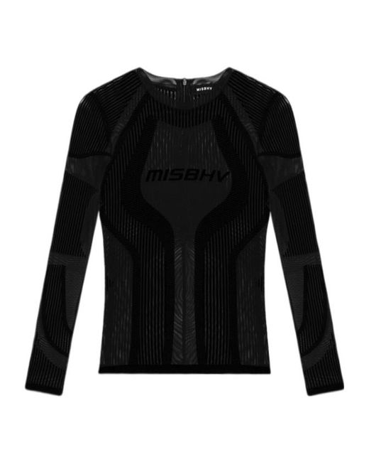 M I S B H V Black Flocked Mesh T-Shirt