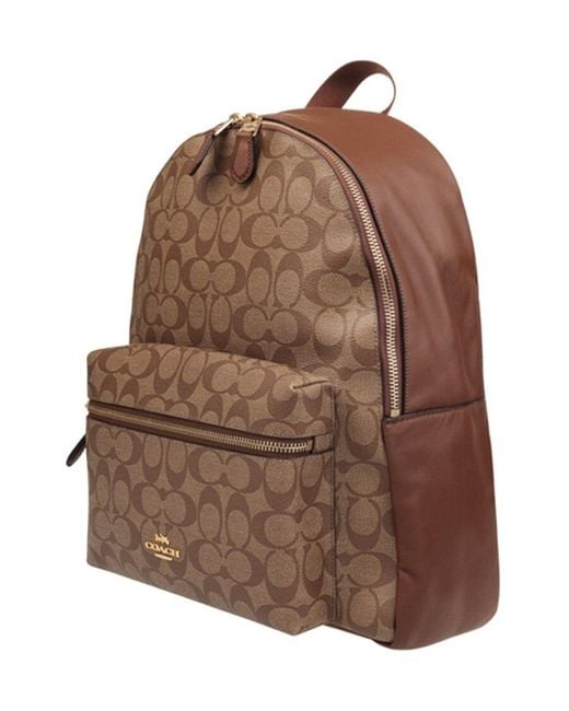 COACH Brown Logo Print Backpack