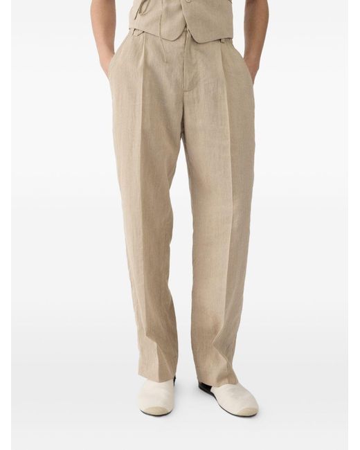 Jacquemus Natural Pleated Straight-Leg Pants for men