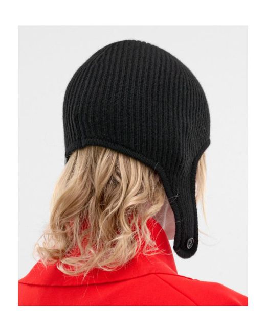 MM6 by Maison Margiela Black Ribbed-Knit Ear-Flap Hat for men
