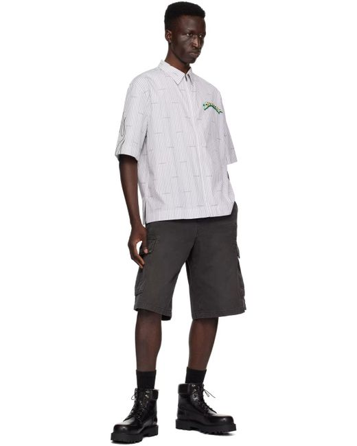 Givenchy White Logo Patch Collared Short-Sleeve Shirt for men