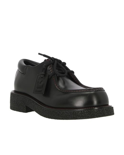 Ferragamo Black Ferragamo Lace-Up Derby Shoes for men