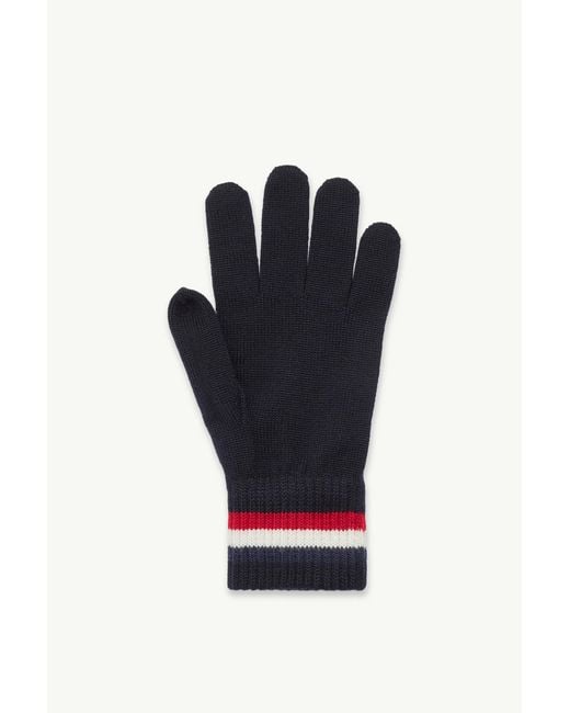 Moncler Blue Logo Patch Knitted Gloves for men
