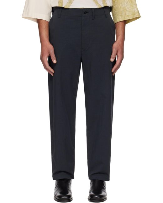 Lemaire Black Straight Leg Carrot Pants for men