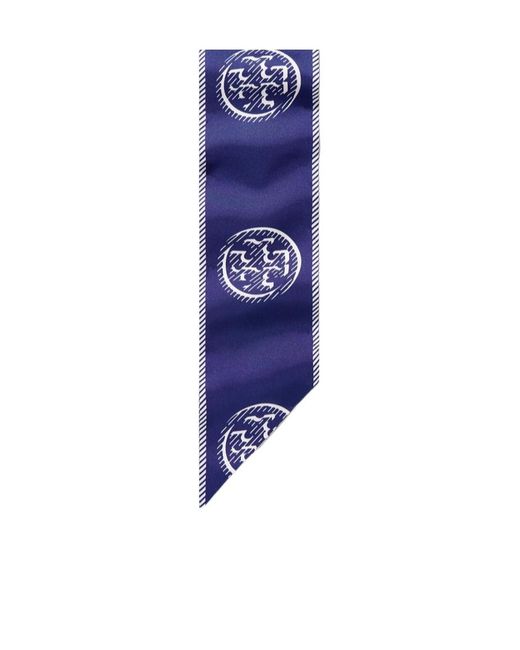 Tory Burch Blue Printed Neck Scarf
