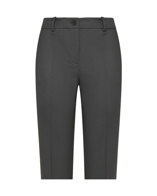 P.A.R.O.S.H. Gray Medium And High Waist Slim-Fitting Straight Pants