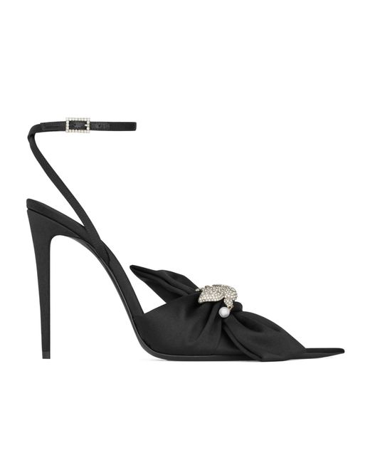 Saint Laurent White Malika Embellished Heeled Pumps