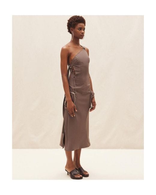 Jacquemus Brown Zip-Detail Midi Dress