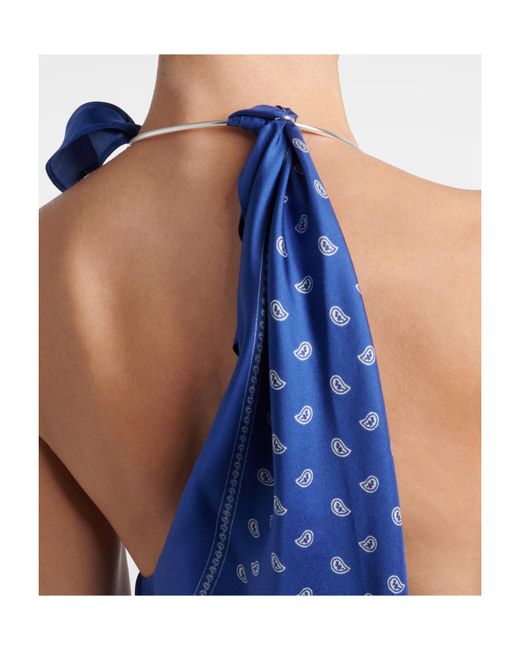 Christopher Esber Blue Asymmetrical Print Top